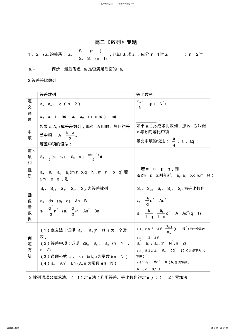 2022年高二数学数列练习题教学文稿 .pdf_第2页