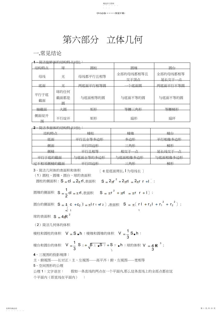 2022年高考数学复习专题系列-----立体几何.docx_第1页