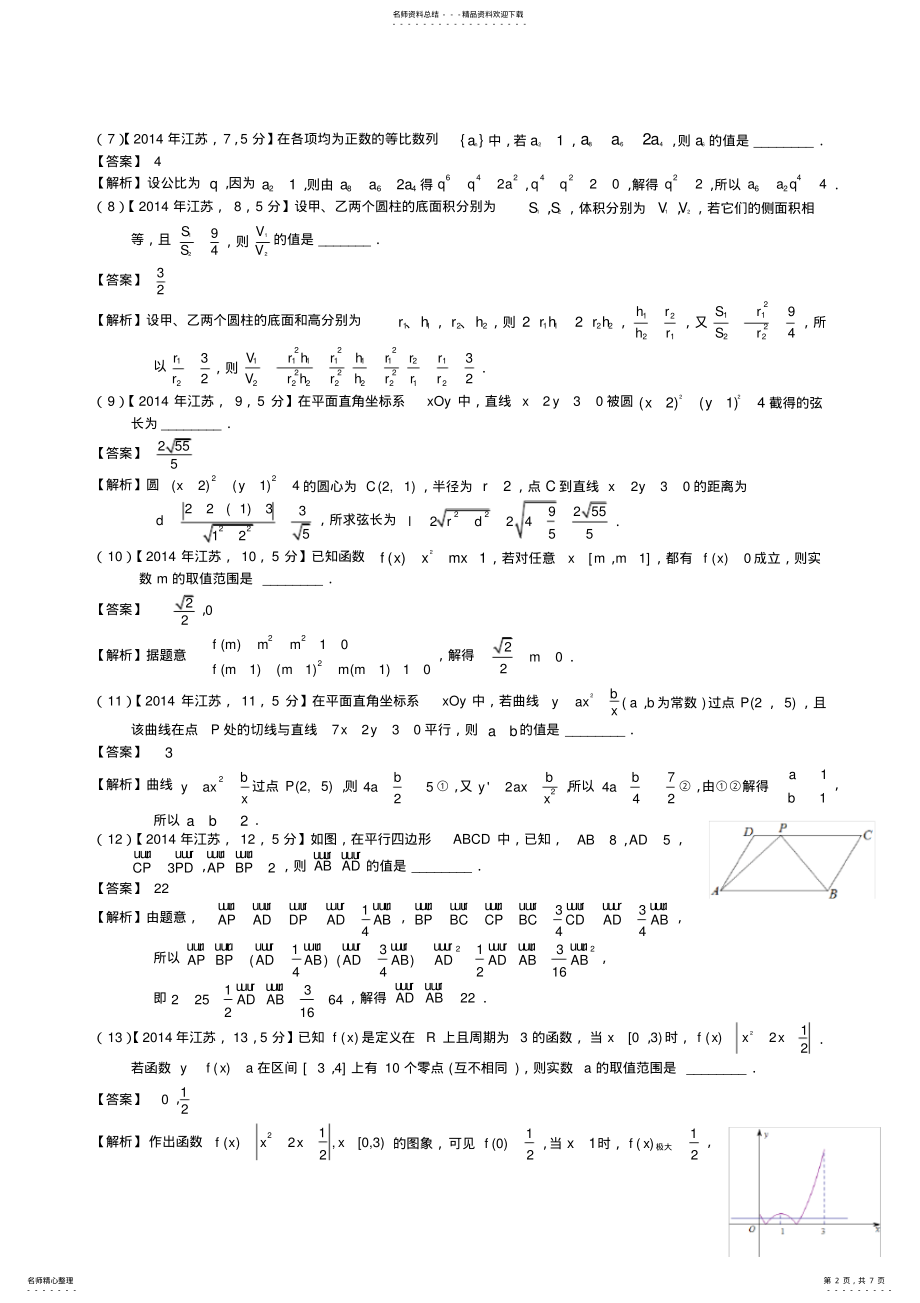 2022年高考江苏数学试题及答案 .pdf_第2页