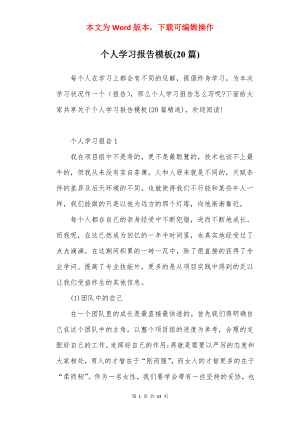 个人学习报告模板(20篇).docx