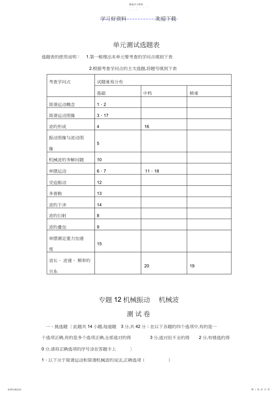 2022年高考物理专题机械振动机械波.docx_第1页