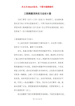 工程测量顶岗实习总结5篇.docx