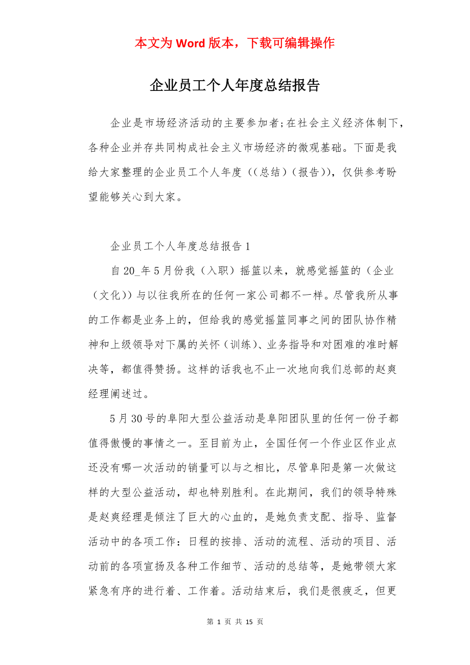 企业员工个人年度总结报告.docx_第1页