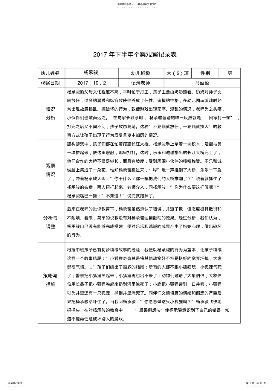 2022年幼儿园大中小班个案观察记录 2.pdf_第2页