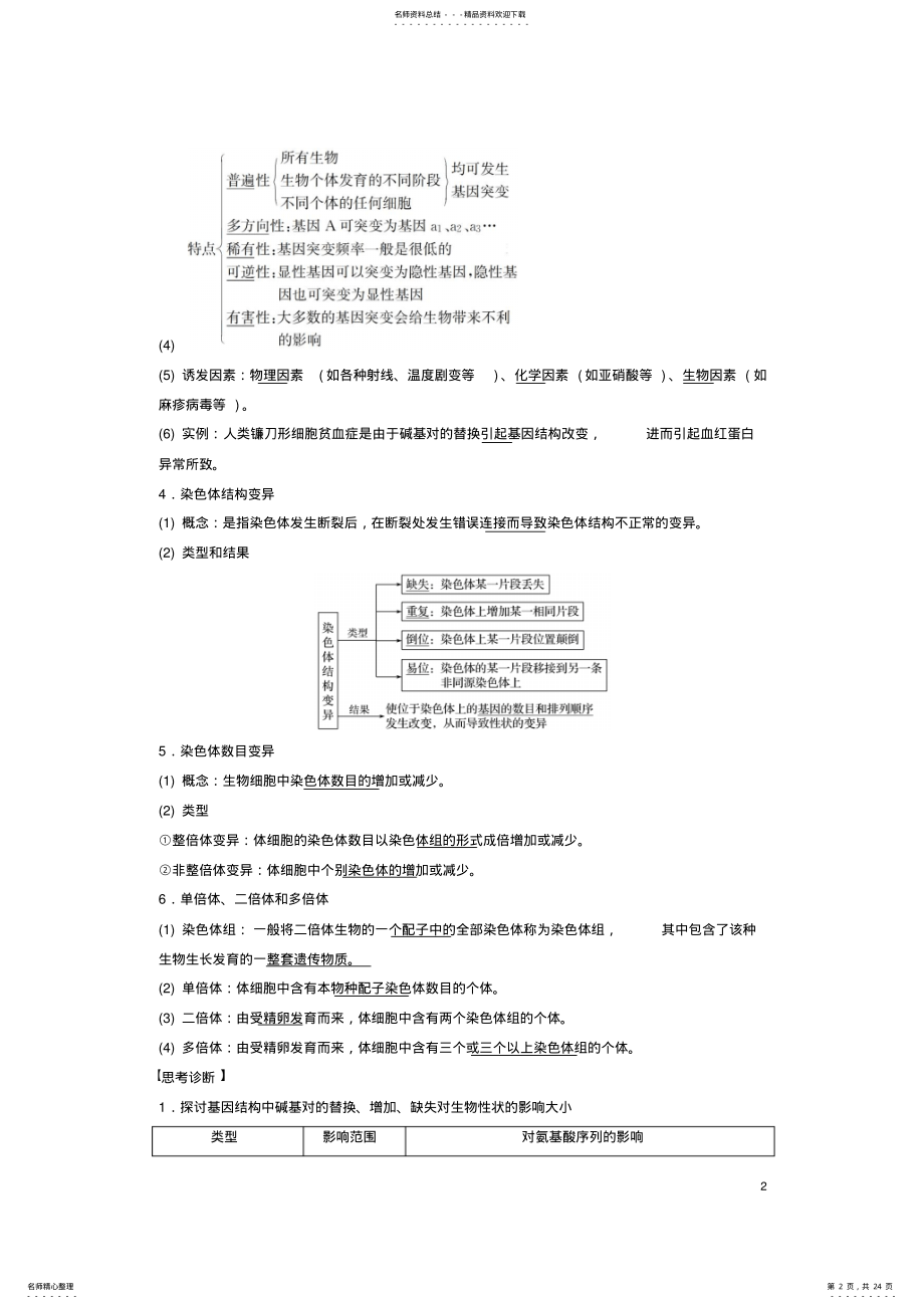 2022年高考生物总复习第单元生物变异、育种与进化第讲生物的变异与育种 .pdf_第2页