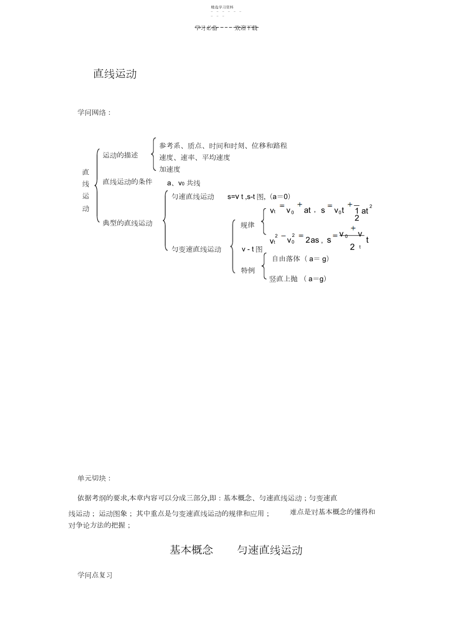 2022年高考物理专题复习讲义直线运动.docx_第1页