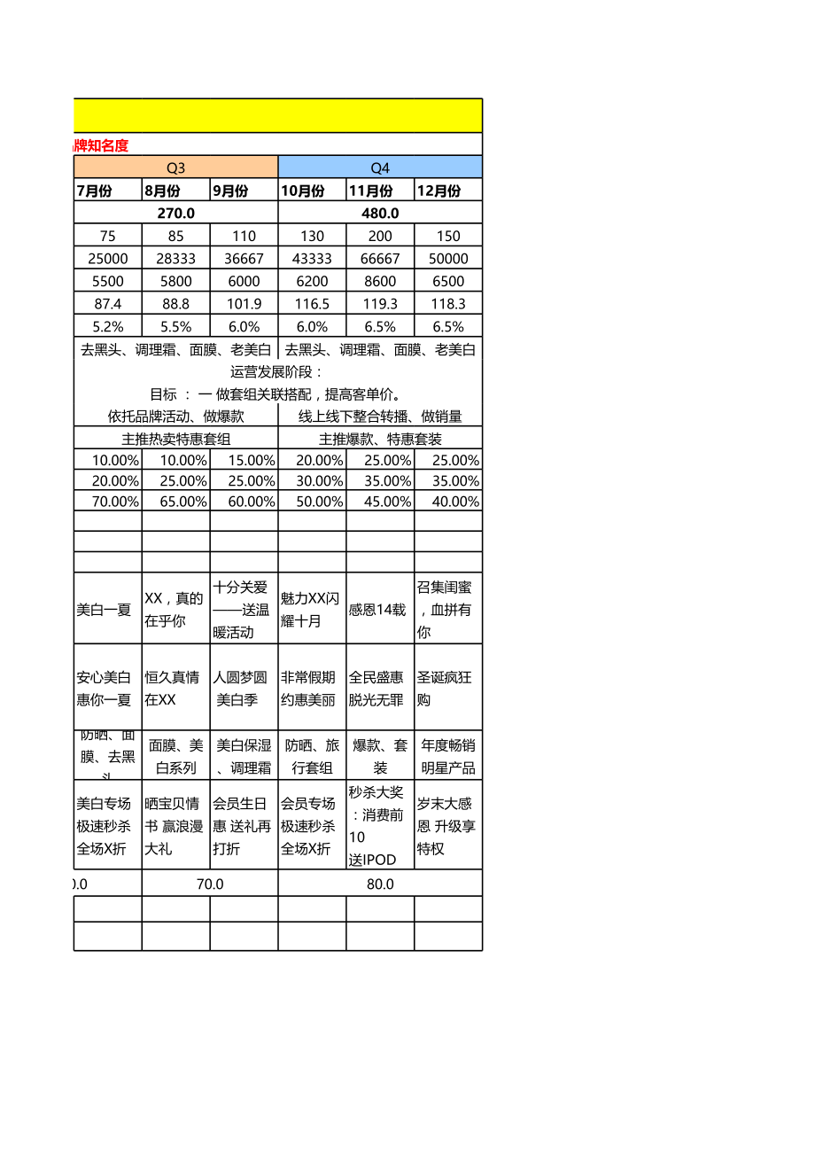 电商店铺运营管理技巧 美妆店铺全年运营规划.xls_第2页