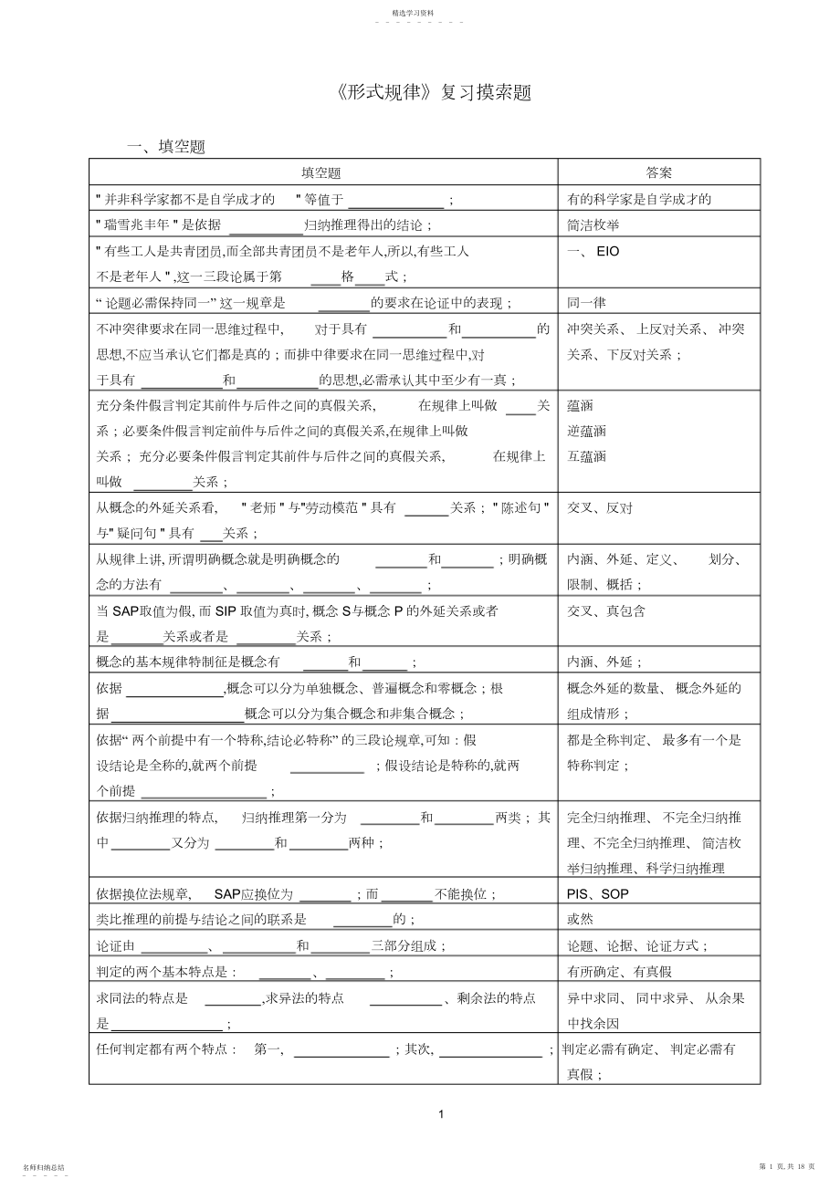 2022年形式逻辑复习思考题.docx_第1页