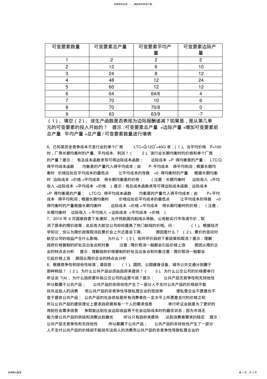 2022年微观经济学复习题班 .pdf_第2页