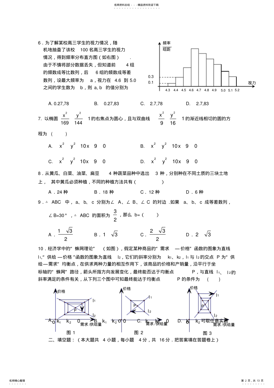 2022年高考模拟试卷数学试题 .pdf_第2页