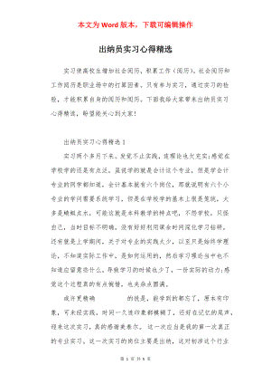 出纳员实习心得精选.docx