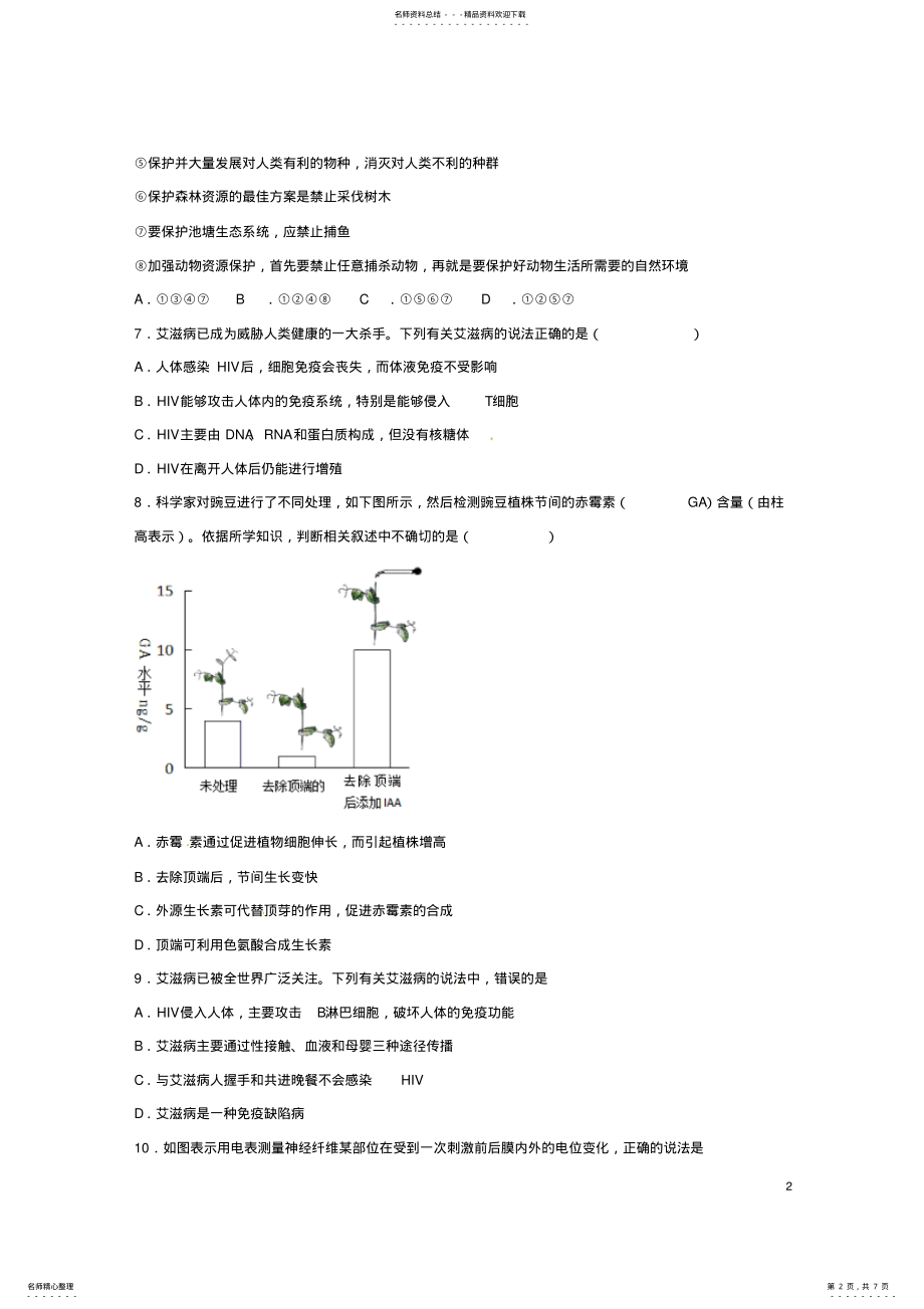 2022年高二生物上学期周练试题 .pdf_第2页