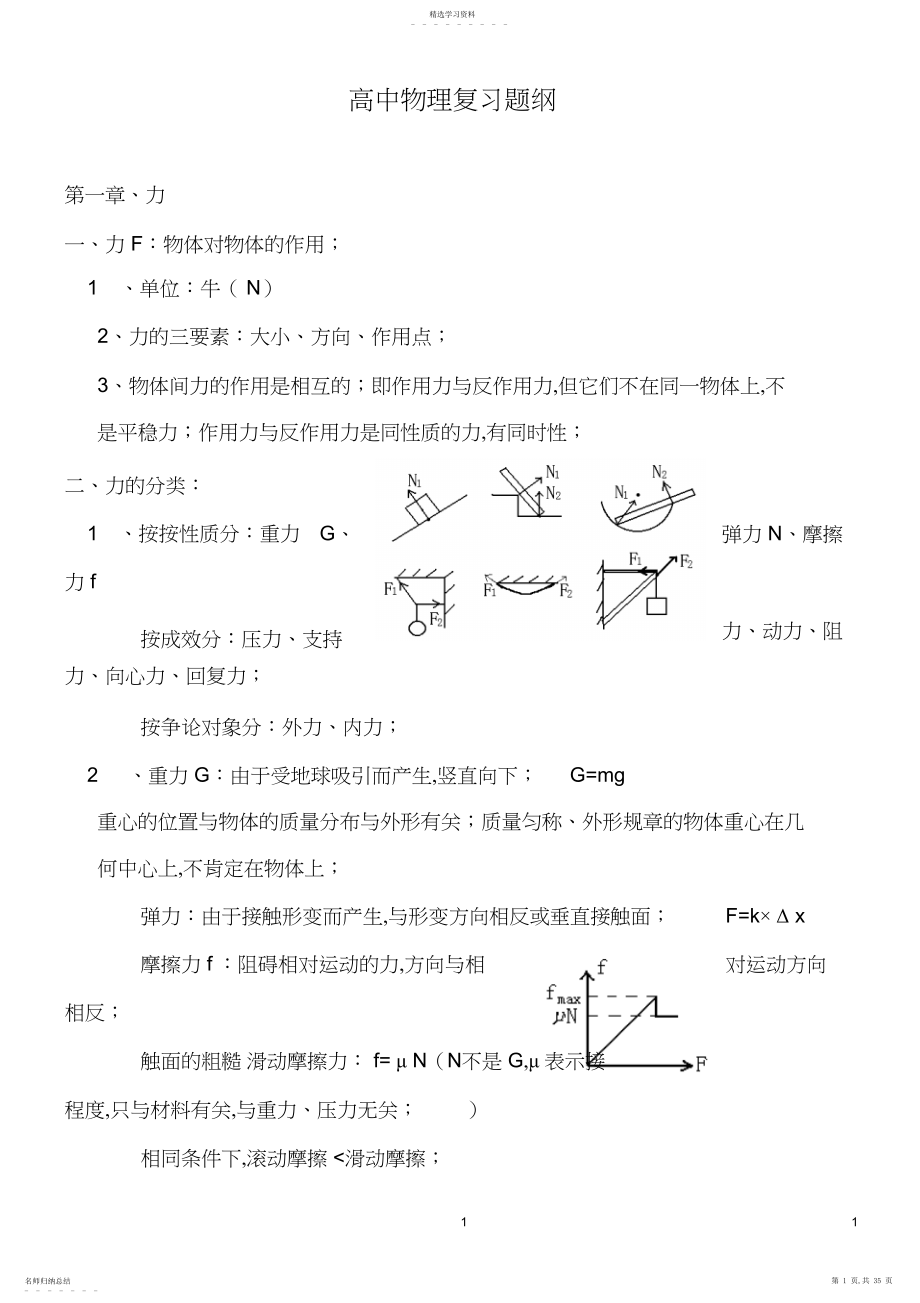 2022年高考理综物理总复习重要知识点归纳总结4.docx_第1页