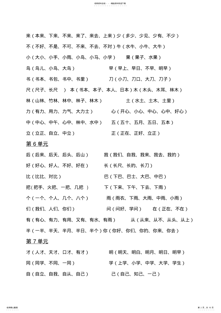 2022年年部编版一年级语文上册期末复习题资料 .pdf_第2页