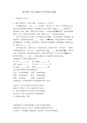 2022年四川省广元市中考语文真题.docx