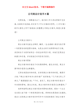 公司商业计划书5篇.docx