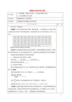 冀教版八年级数学下册第十八章数据的收集与整理18.4频数分布表与直方图学案新版.doc