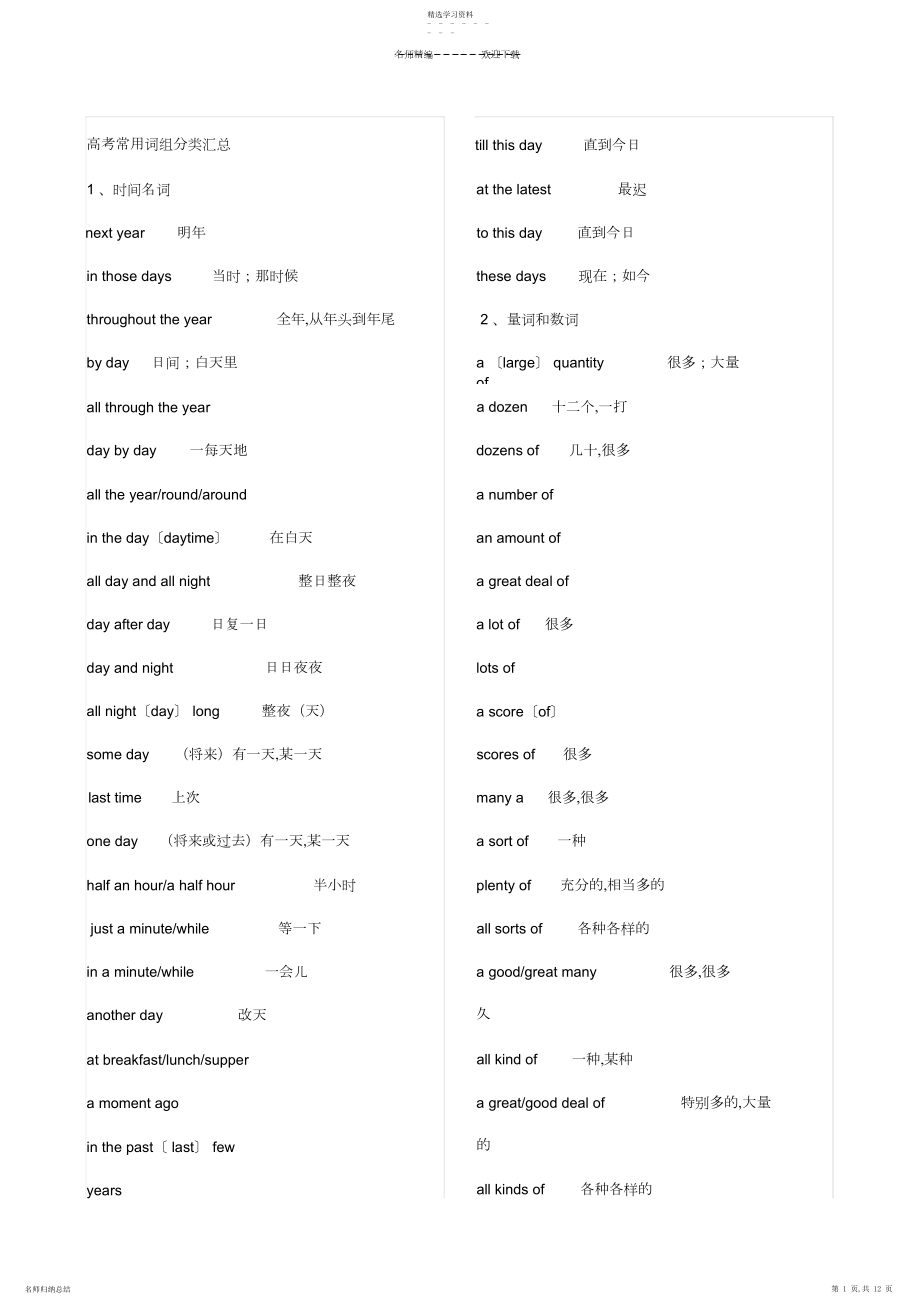 2022年高考英语常用词组分类汇总.docx_第1页