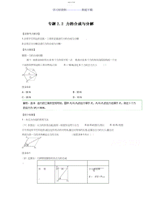 2022年高考物理热点题型和提分秘籍专题力的合成与分解.docx