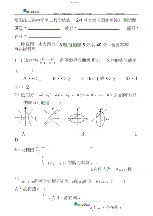 2022年高二数学选修-第二章《圆锥曲线》测试题2.docx