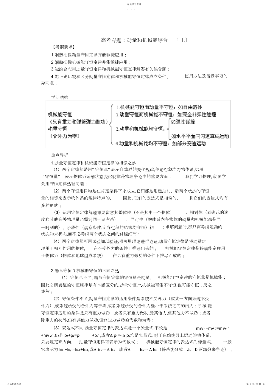 2022年高考专题动量和机械能综合.docx_第1页