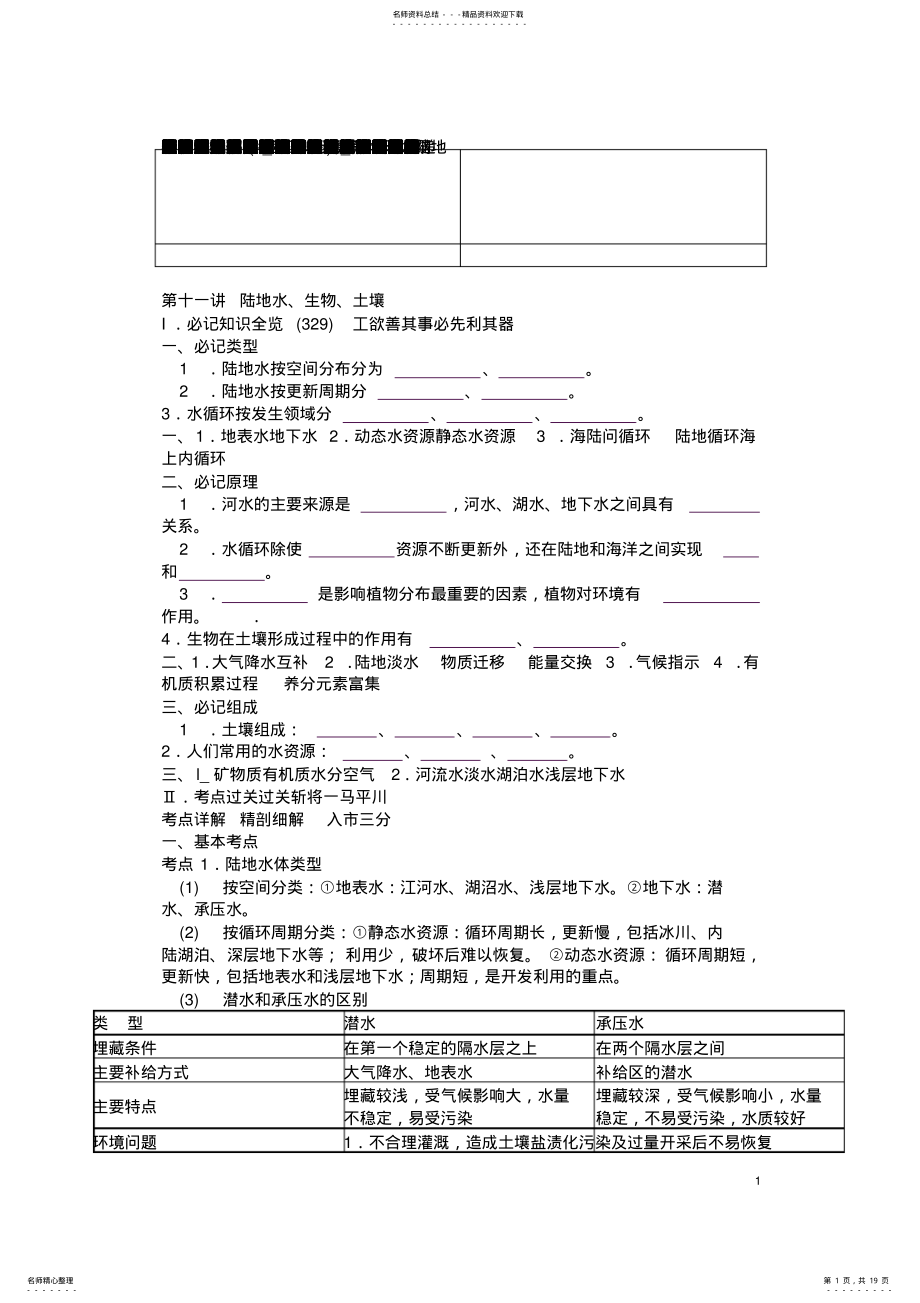 2022年高考地理大纲版总复习知识点精析精练与高考题预测：第一部分-第三单元-第 .pdf_第1页