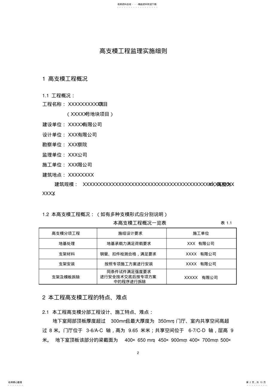 2022年高支模工程监理实施细则 .pdf_第2页