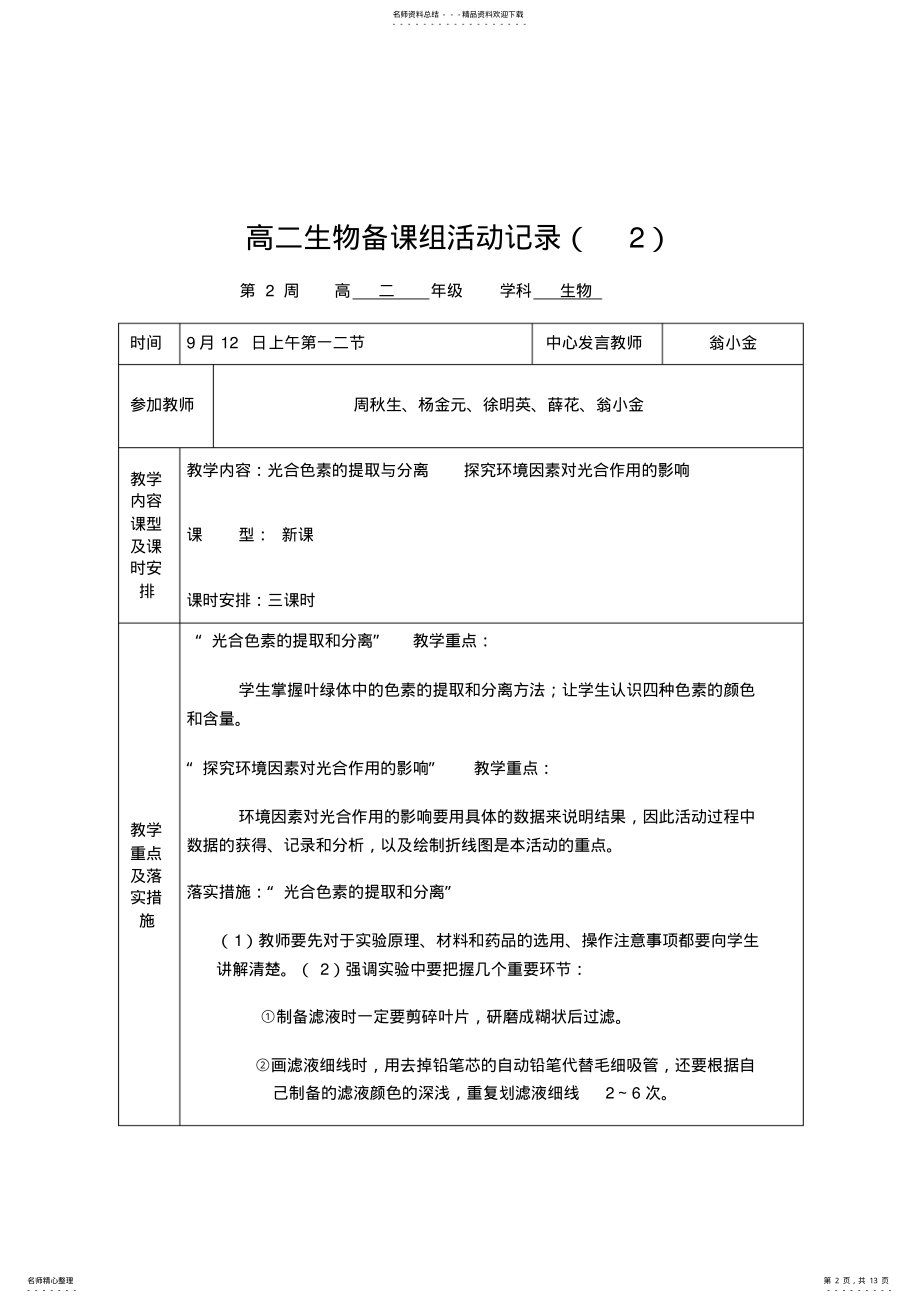 2022年高二生物备课组活动记录 .pdf_第2页