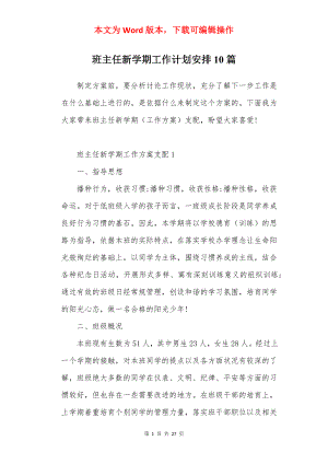 班主任新学期工作计划安排10篇.docx