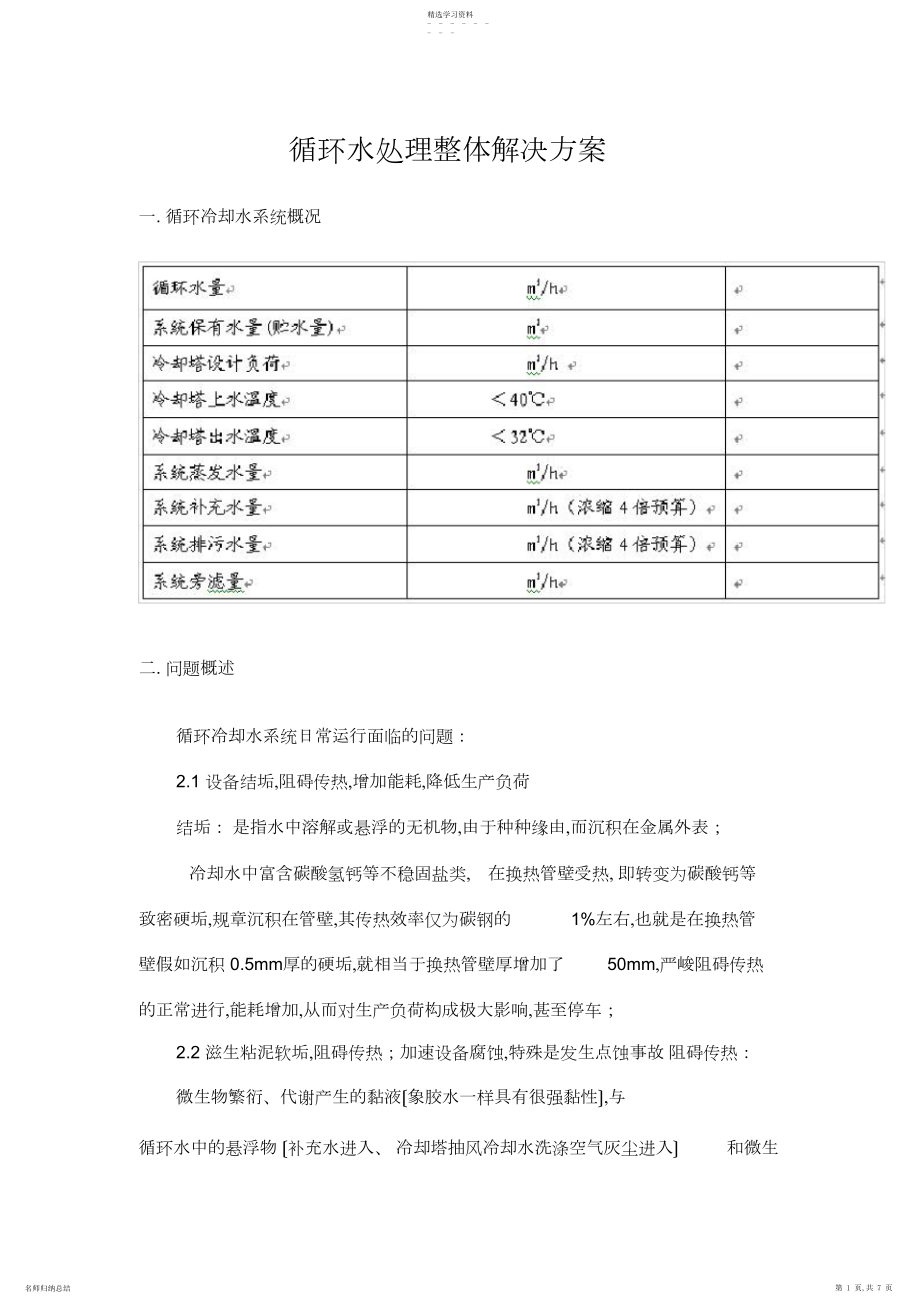 2022年循环水处理整体解决方案.docx_第1页