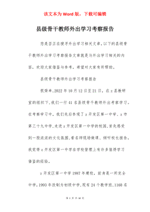 县级骨干教师外出学习考察报告.docx