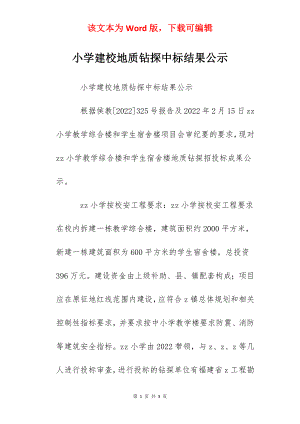 小学建校地质钻探中标结果公示.docx