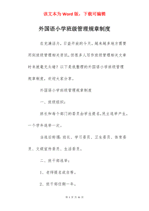 外国语小学班级管理规章制度.docx