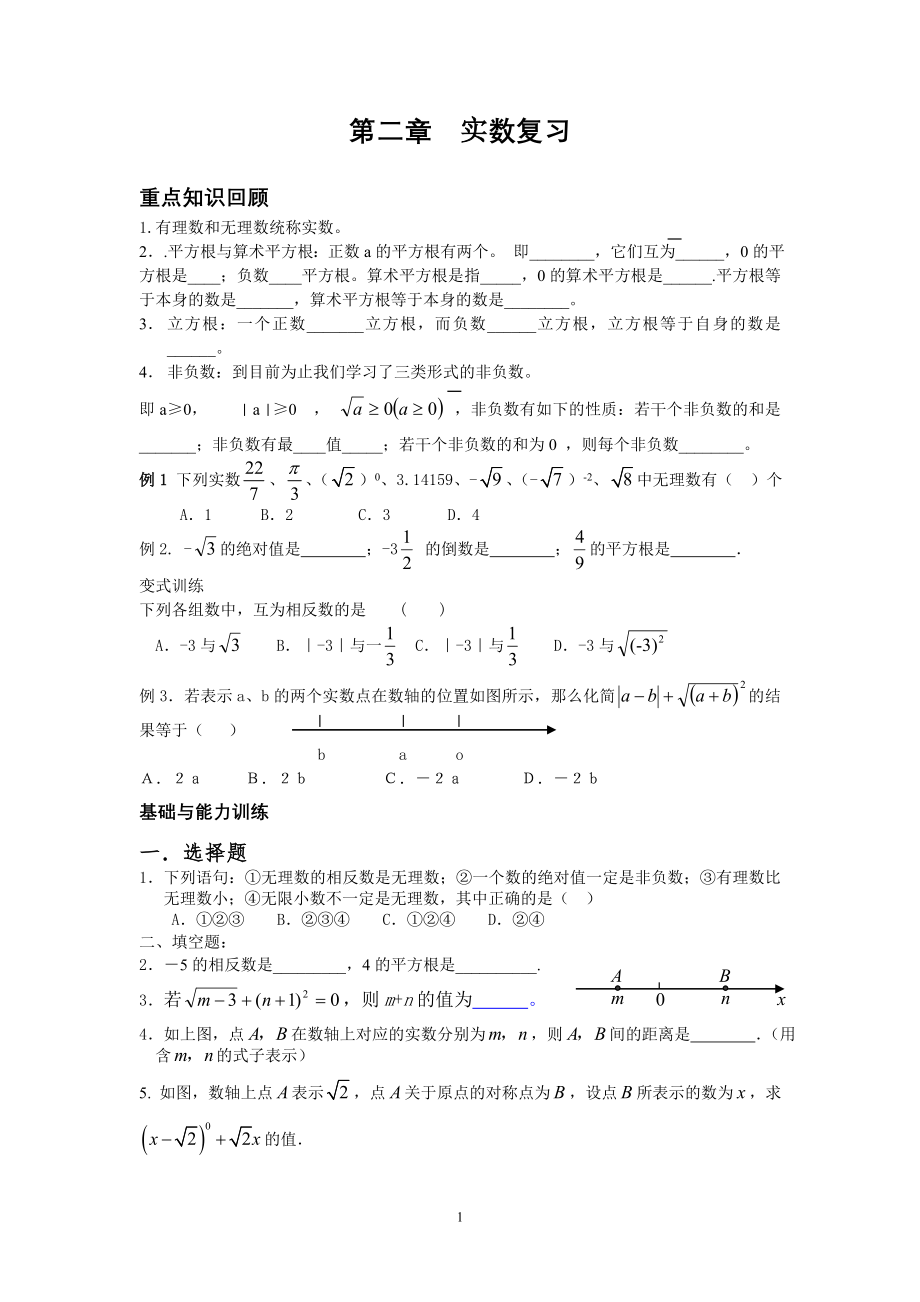 初中数学题库试题考试试卷 实数复习.DOC_第1页