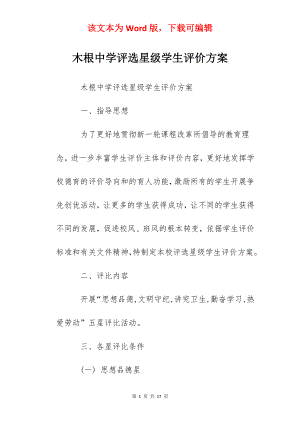 木根中学评选星级学生评价方案.docx