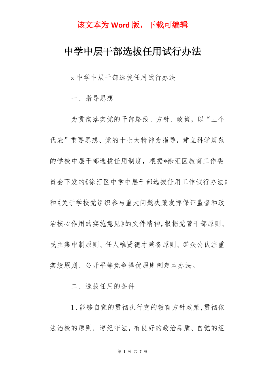 中学中层干部选拔任用试行办法.docx_第1页