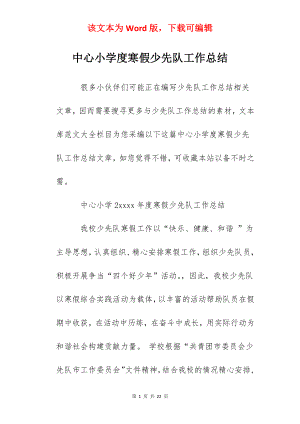 中心小学度寒假少先队工作总结.docx