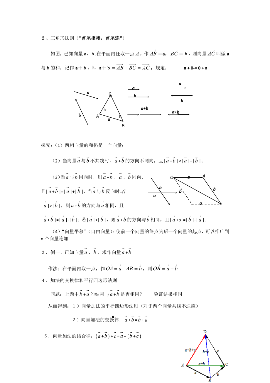 高中数学必修四2.2.1向量的加法运算及其几何意义(教、学案)教案课时训练练习教案课件.doc_第2页