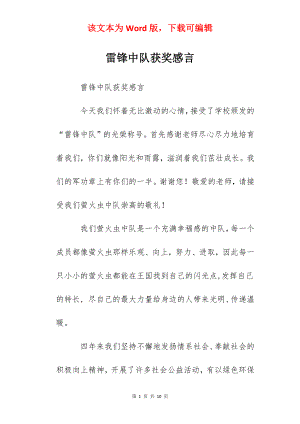 雷锋中队获奖感言.docx