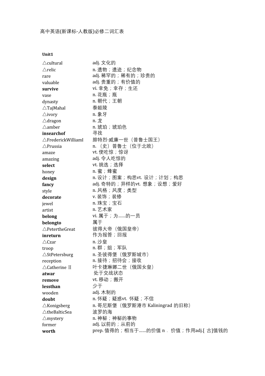 高中英语(新课标-人教版)必修二词汇表.docx_第1页