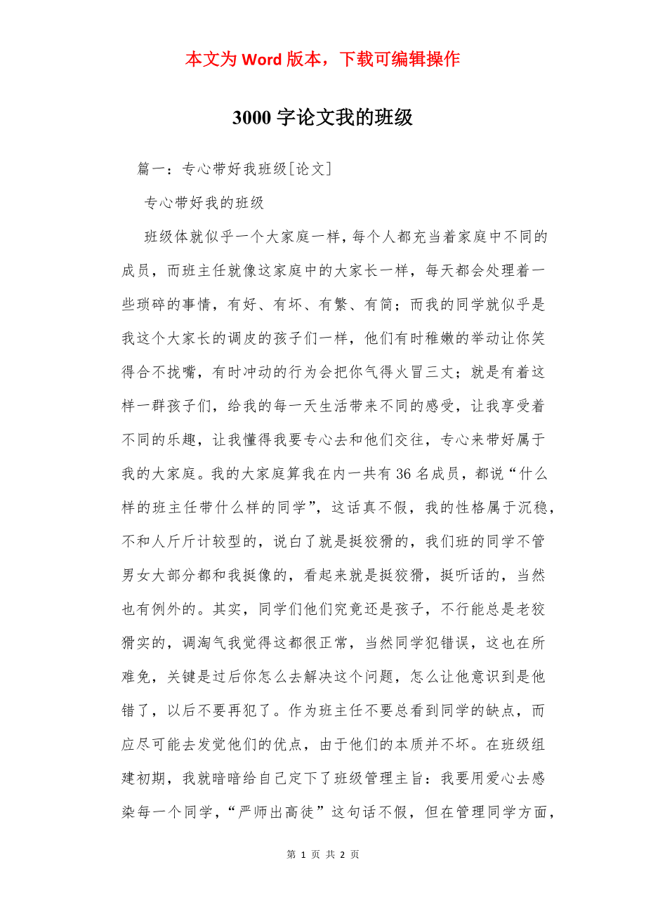 3000字论文我的班级.docx_第1页