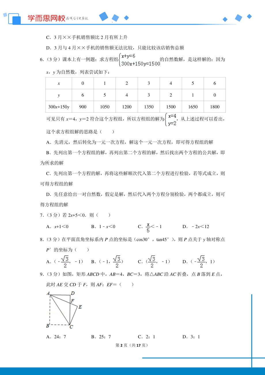 初中数学专题各地模拟试卷中考真题 各地模拟试卷中考真题中考卷 2018年浙江省杭州市滨江区中考数学二模试卷.pdf_第2页