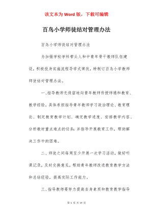 百鸟小学师徒结对管理办法.docx