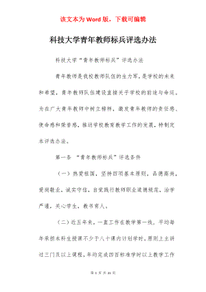 科技大学青年教师标兵评选办法.docx