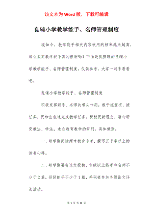 良辅小学教学能手、名师管理制度.docx