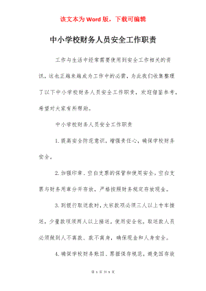 中小学校财务人员安全工作职责.docx