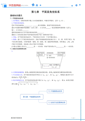 初中数学专题初数专题资料 第7章平面直角坐标系.pdf