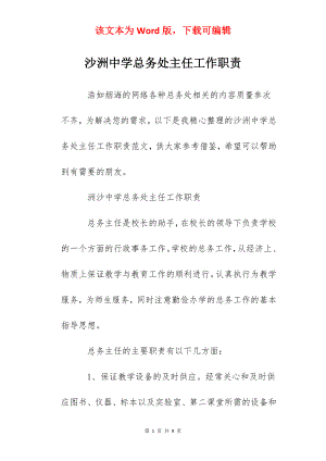 沙洲中学总务处主任工作职责.docx