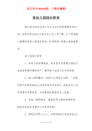 某幼儿园园长职责.docx