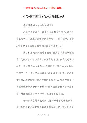 小学骨干班主任培训前期总结.docx